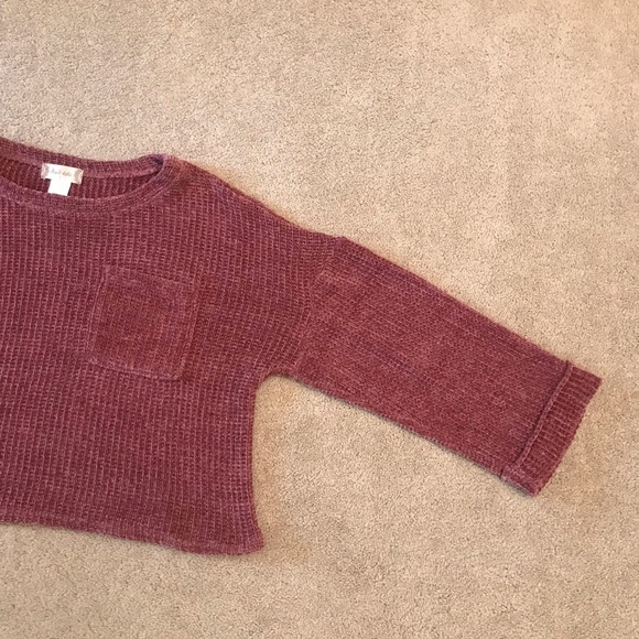 Altard State Oversized Slouchy Cropped Chenille Sweater Womens Small Dark Mauve - Picture 5 of 6